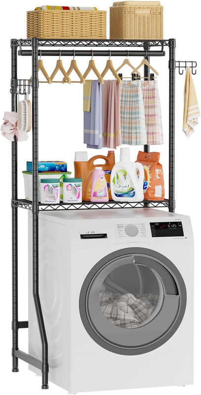 Laundry Organizer Shelf for Washer Dryer Storage Rack Adjustable Wire Basket