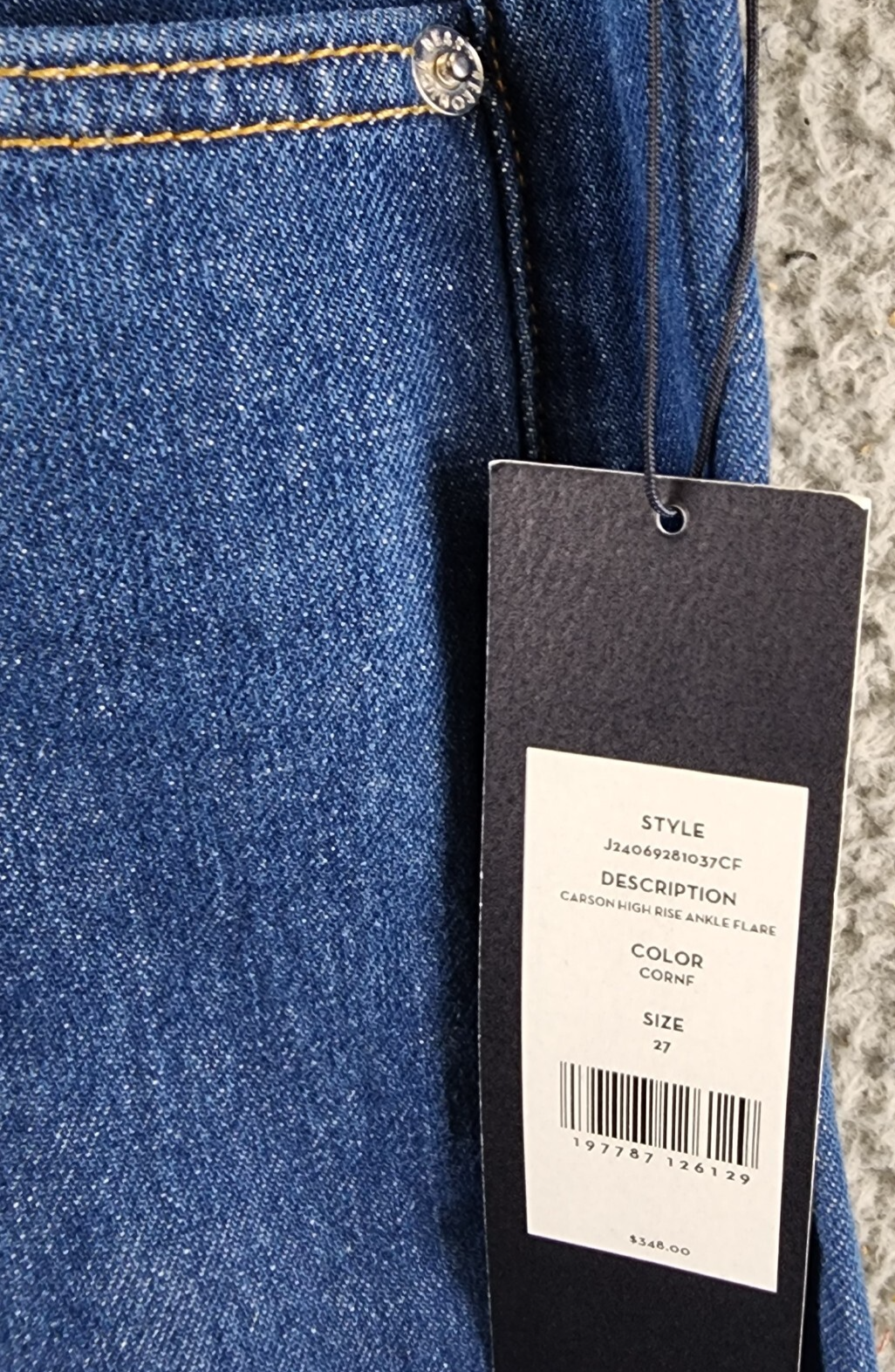Veronica Beard Carson High Rise Ankle Flare Jeans Women's 27 Cornflower Button~ - Picture 6 of 14