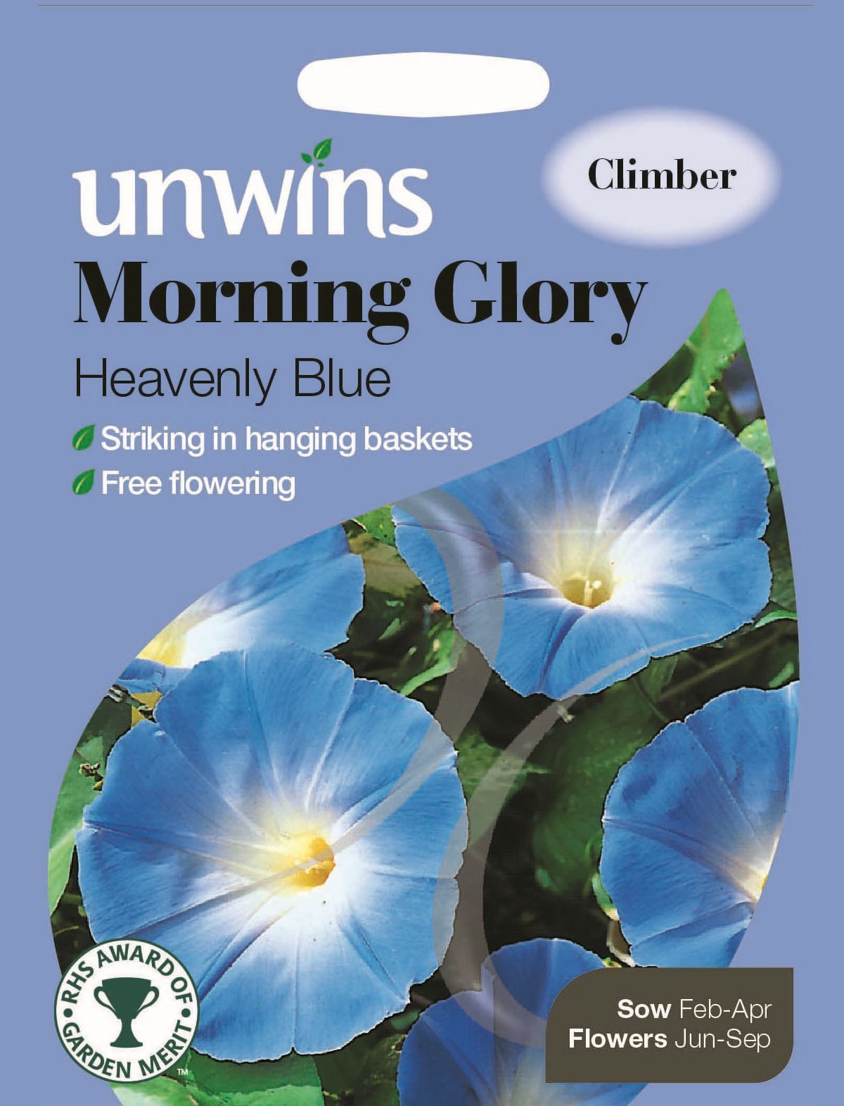 Everwilde Farms Mylar Packet 50 Heavenly Blue Morning Glory Wildflower Seeds 