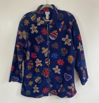 Vintage Koret Jacket L Womens Fleece Holiday Christmas Gingerbread Grandmacore