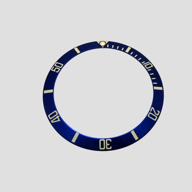 18k Gold Rolex Submariner Luminous Blue Watch Bezel Insert 16613 16803 16618