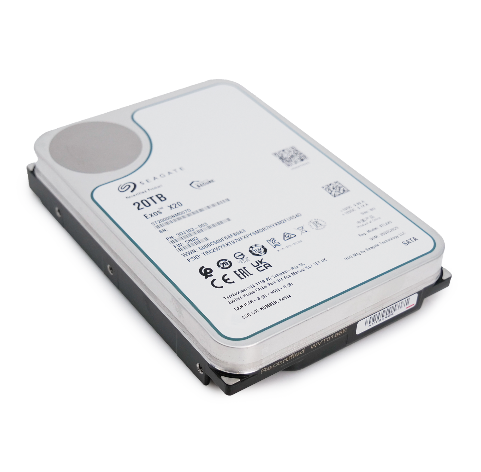 Seagate Exos X20 20TB 7.2K RPM SATA 6Gb/s 3.5in Enterprise