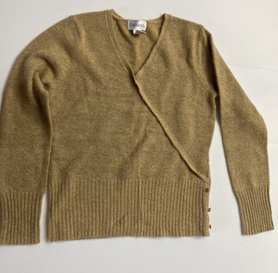 Women Chadwick's Medium Knit Beige Black Buttons On Side Beautiful Sweater Sharp