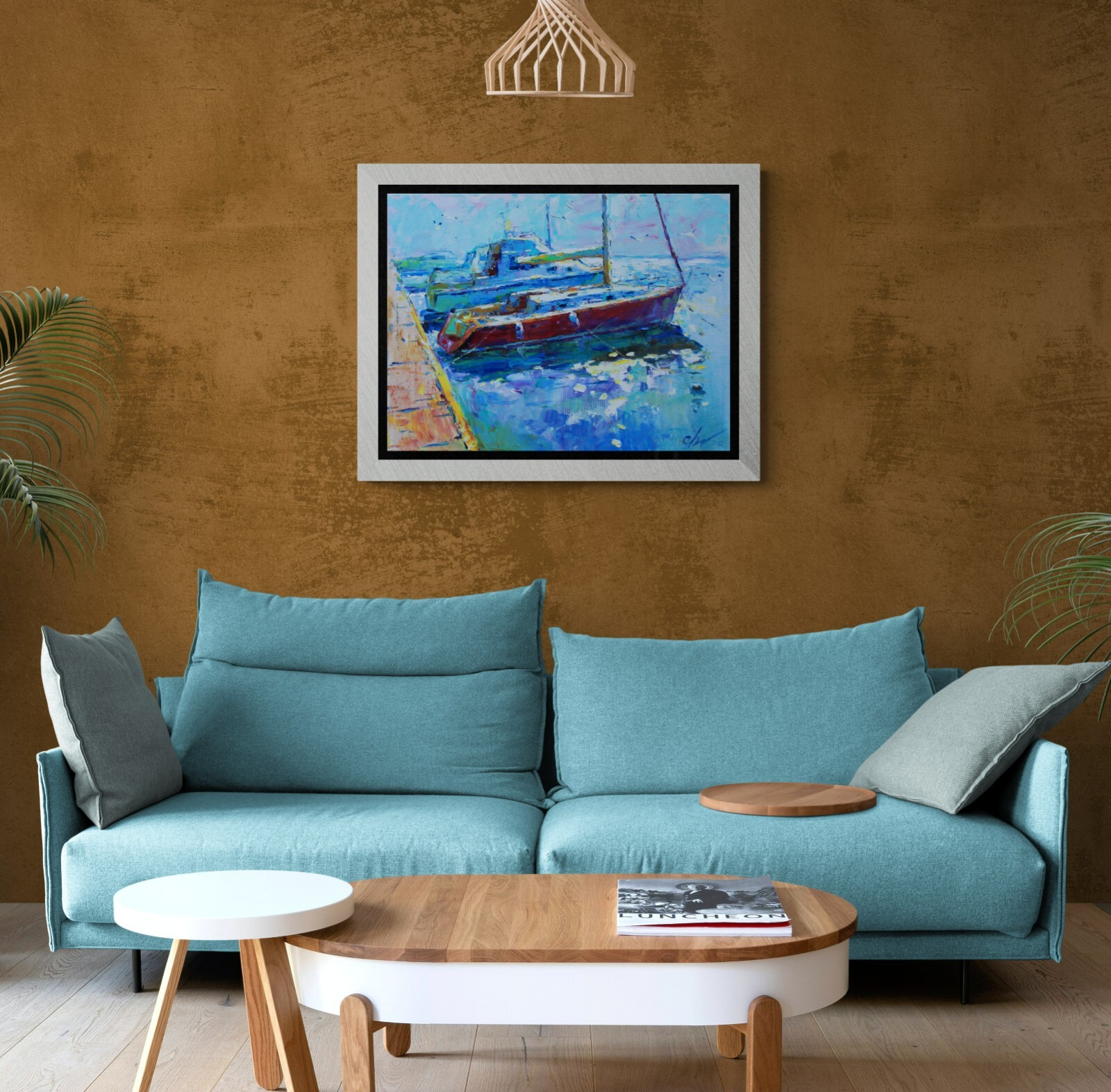 Seascape painting Original art Impressionism Oil on canvas by S. Chernyakovsky