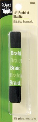 Dritz 9332-B  Braided Elastic 1/2''X1-1/2yd-Black