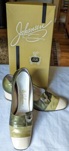 Johansen Vintage Women's Shoes Heels Pumps Monet Green Cream M...