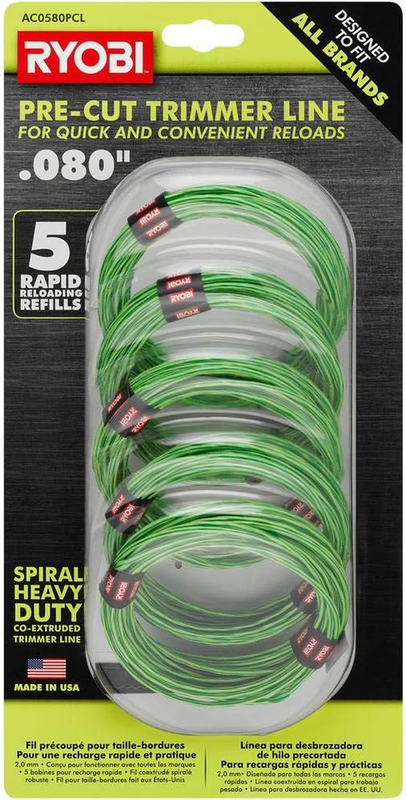 .080 Pre-Cut Spiral Trimmer Line for Various Spool Models