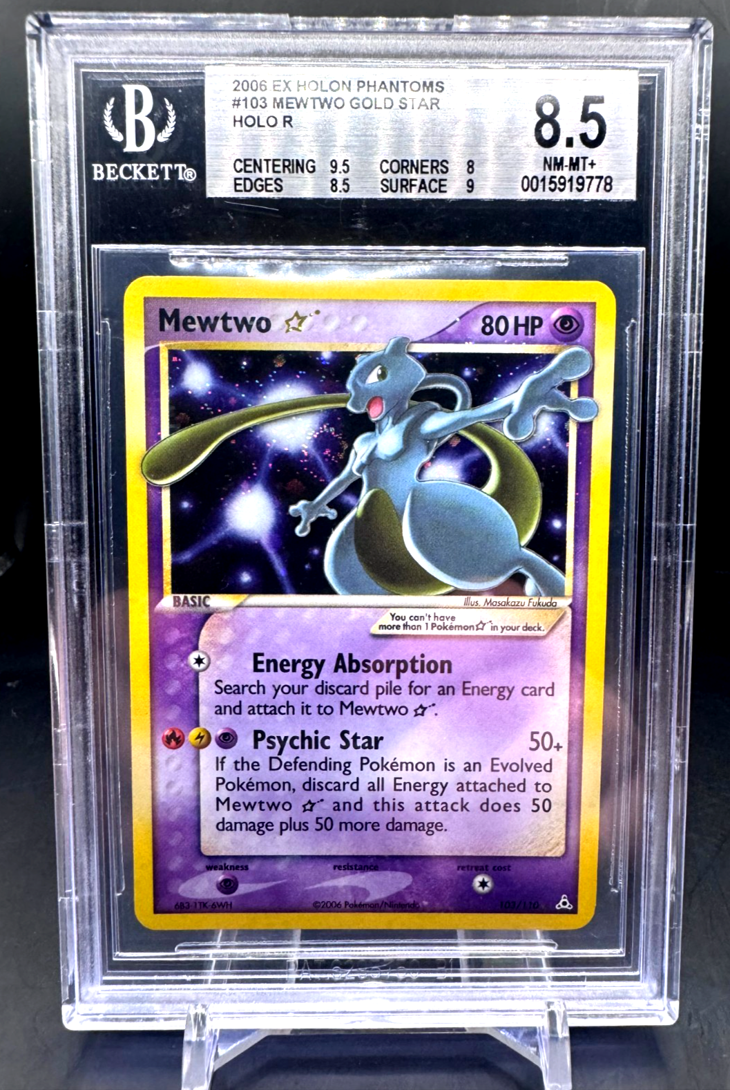 Pokemon - BGS 8.5 - Mewtwo Gold Star 103/110 - Ex Holon