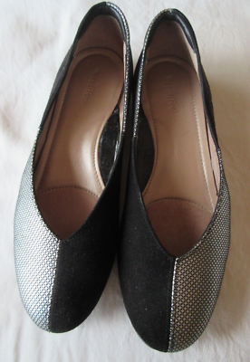 BeautiFeel Suede Black Silver Low Heel made in Israel Shoes 37 EU