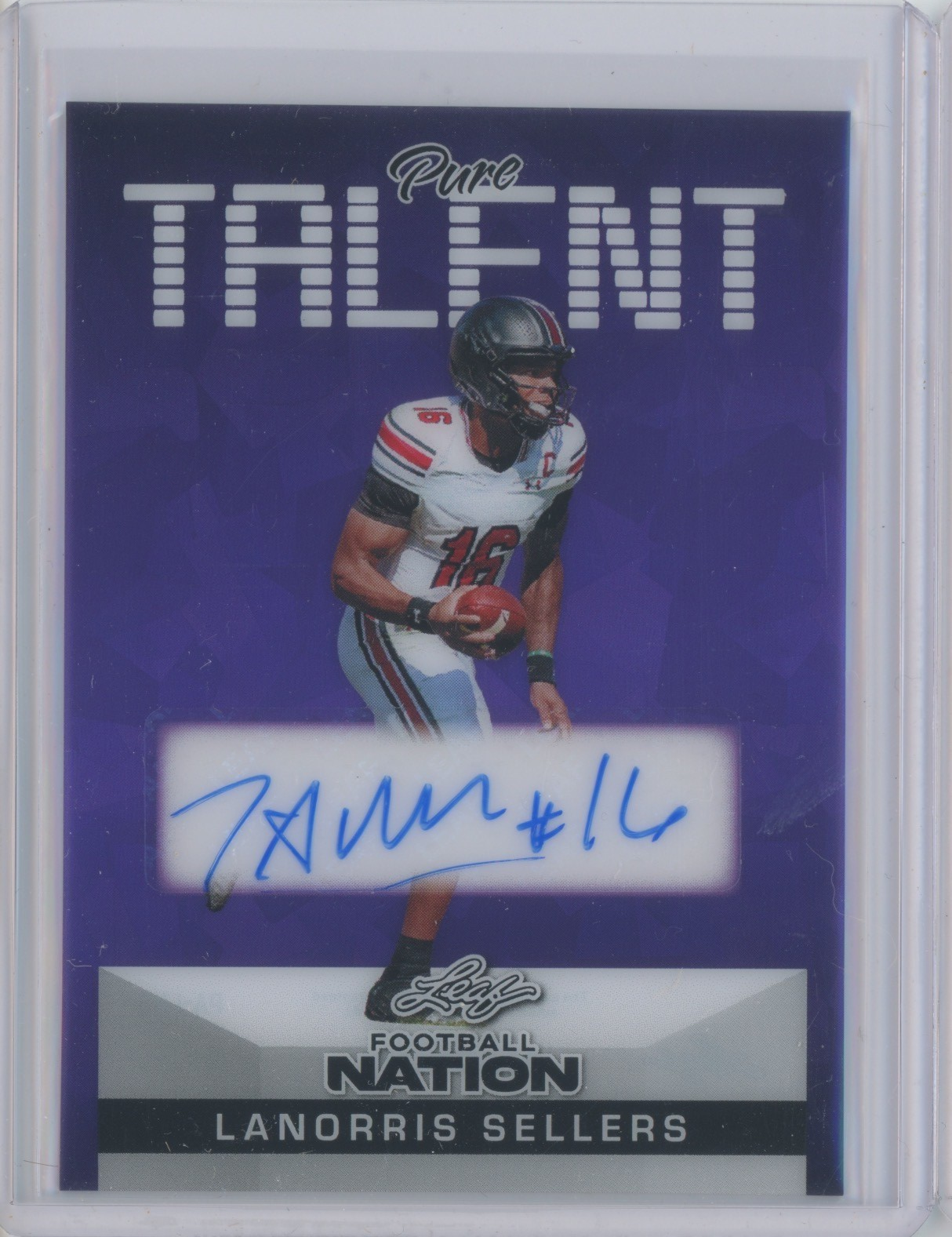 2025 Leaf Football Nation Pure Talent Clear Crystal Lanorris Sellers 4/8 Auto