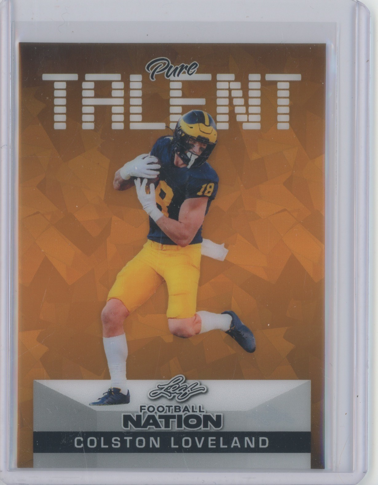 2025 Leaf Football Nation Pure Talent Clear Crystal Colston Loveland 1/1 Auto