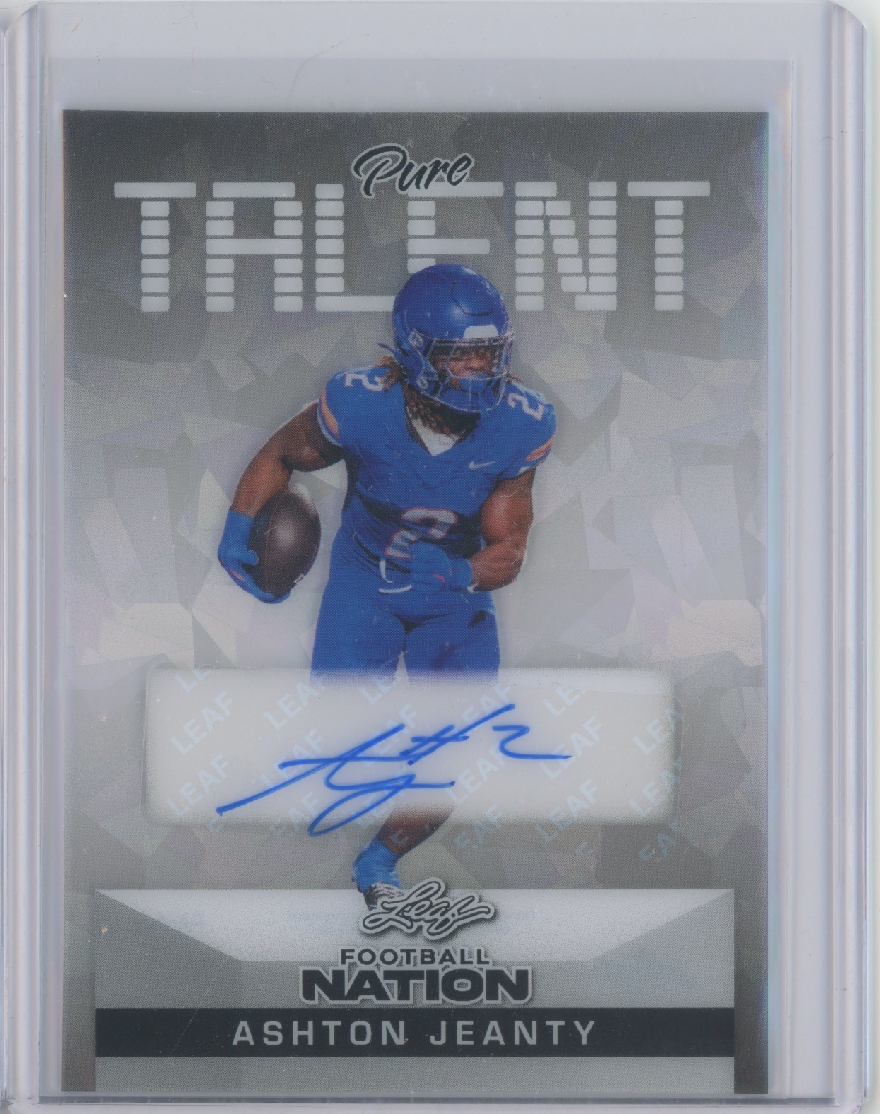 2025 Leaf Football Nation Pure Talent Clear Crystal Ashton Jeanty 4/15 Auto