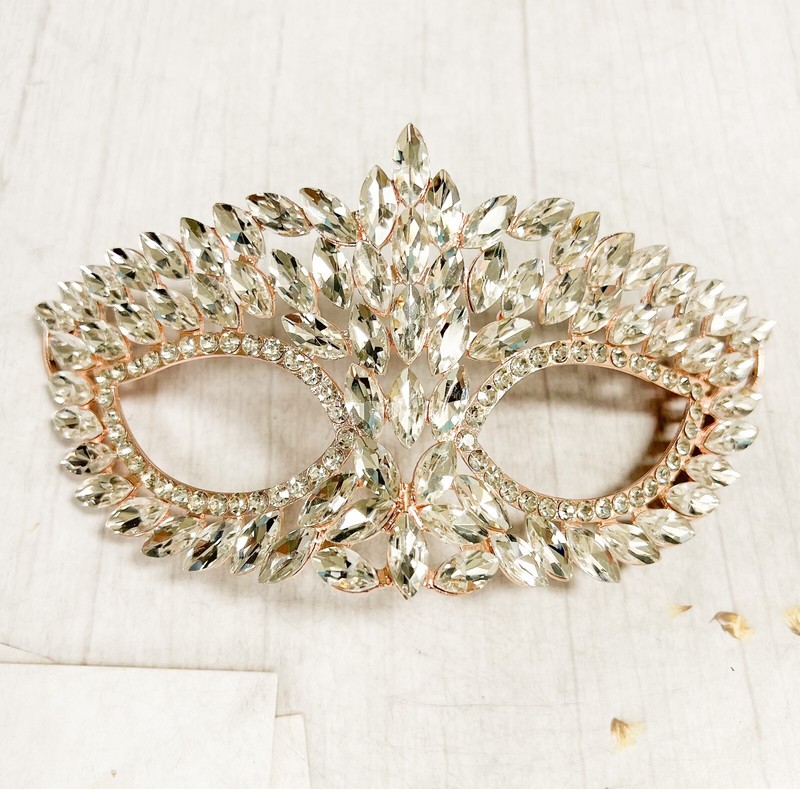 Gold masquerade mask, Clear Crystal Mask, Masquerade ball mask, Party