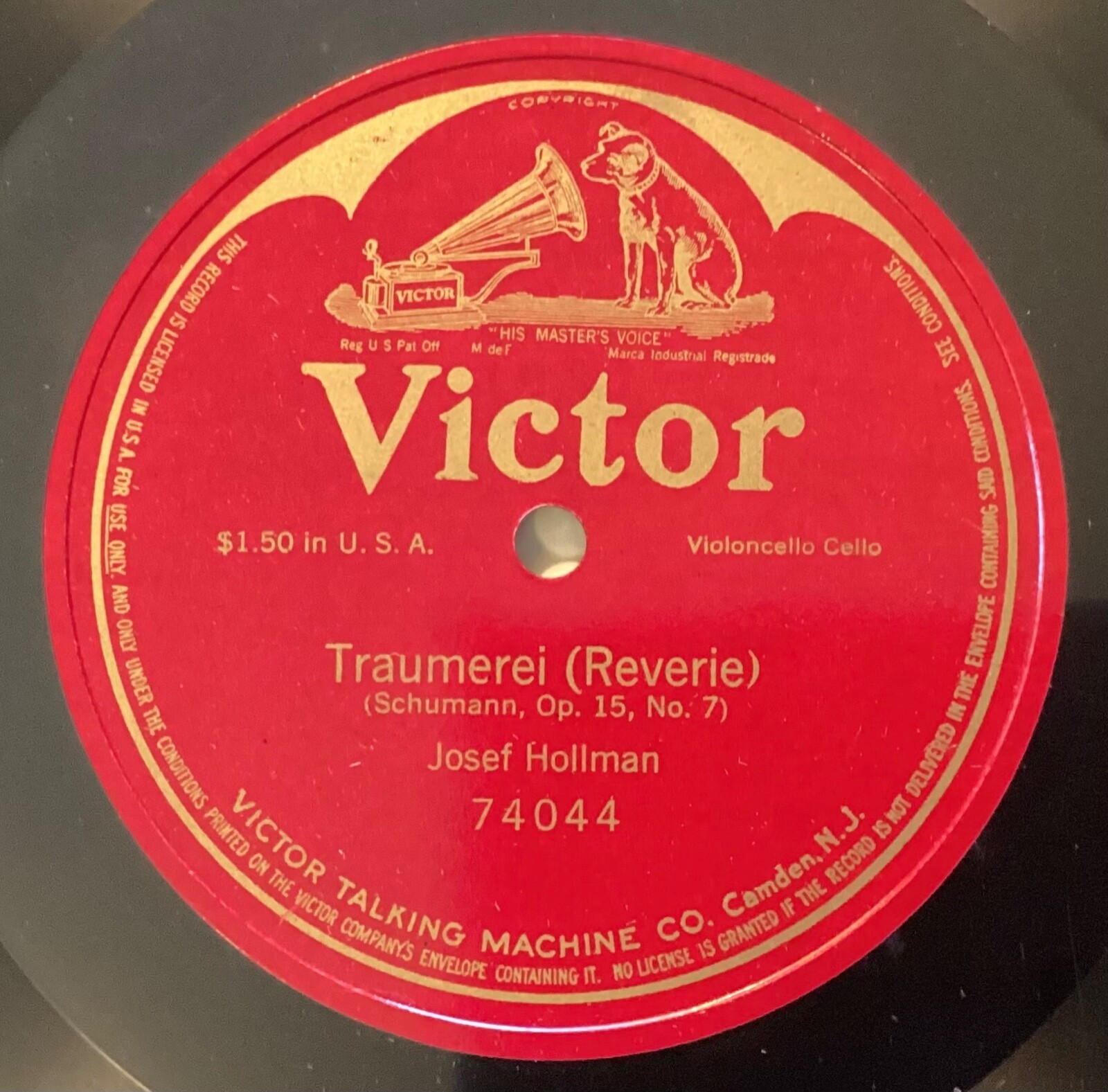 Josef Hollmann -78 rpm Victor 74044: Traumerei (Schuymann