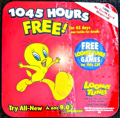 TWEETY America Online Collectible / Install Disc, AOL CD, Looney Tunes Games