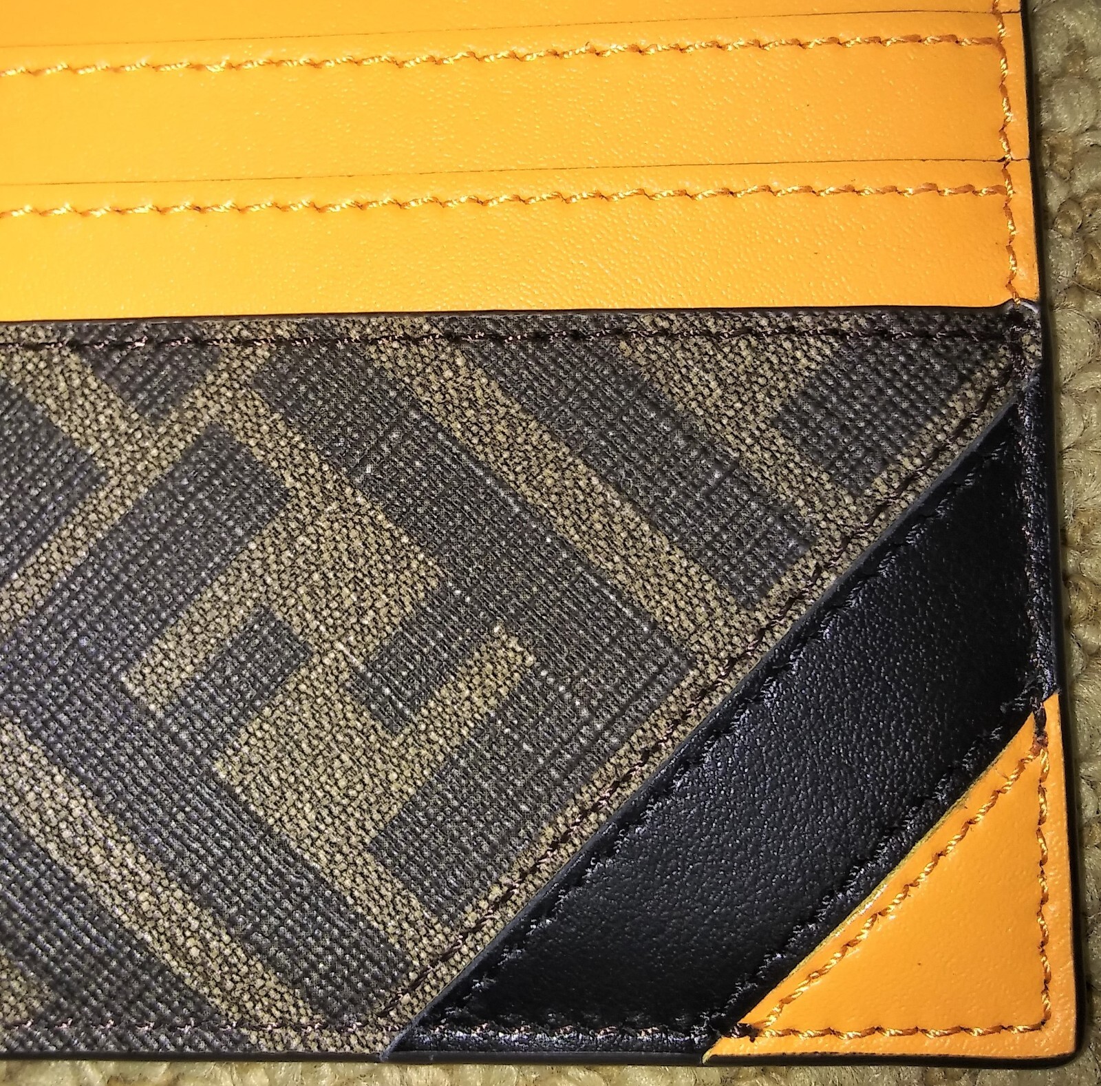 Pre-owned Fendi 'ff Logo Diagonal' Auth Men's Canvas/leather Card Holder Tobacco/org In Brown/orange (f1kjs)