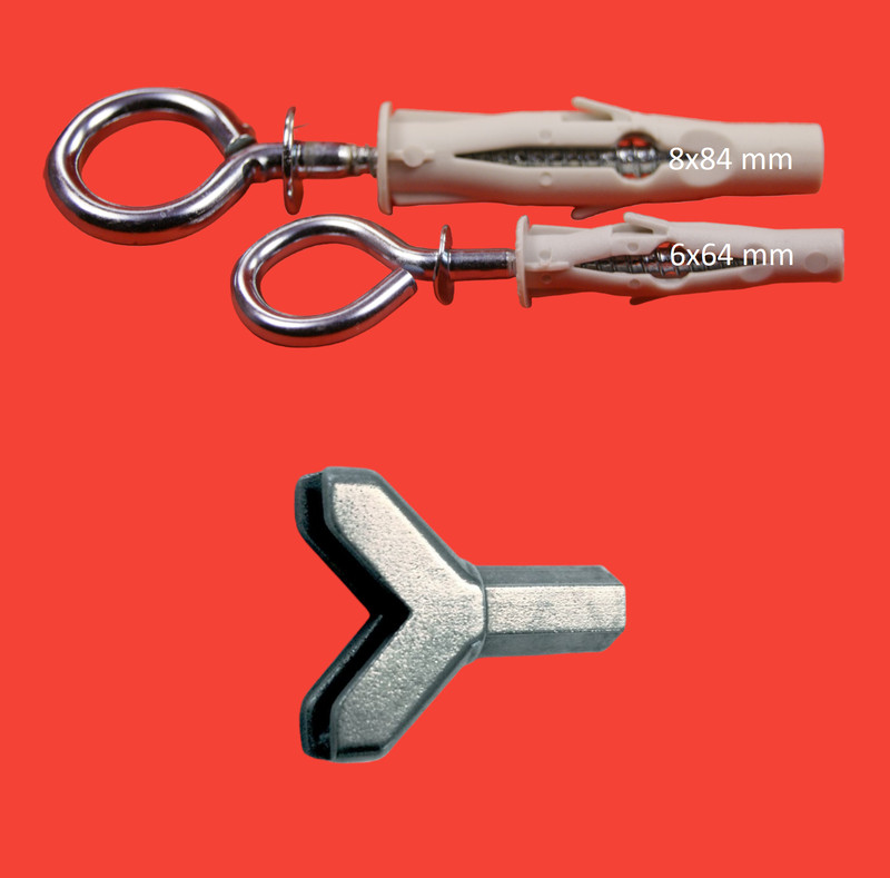 HohlraumdüBel Mit ÖSenhaken O Eindrehhaken Ruo 6x64 Mm  25 St.+1 Y Bit | Klimas®