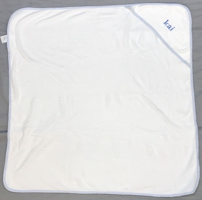 Pottery Barn Kids Set 2 Light Blue Gingham Hooded Nursery Bath