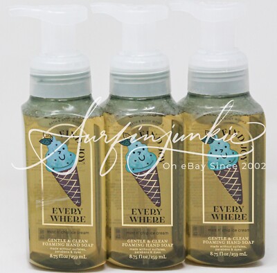 Bath Body Works Mint & Chip Ice Cream Hand Soap Foaming Foam 3pc Lot Find Joy