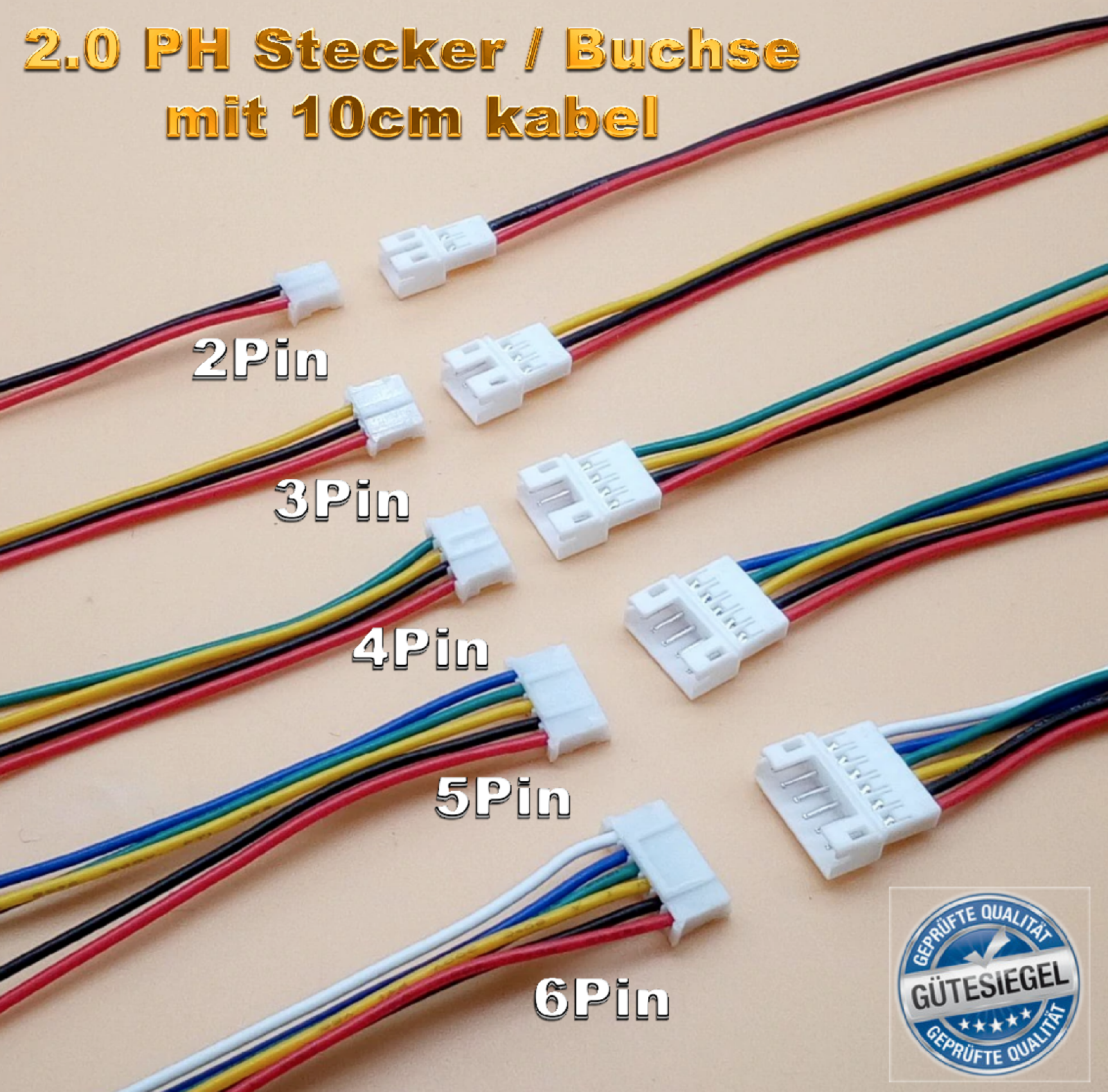 Marfitec JST/BEC Stecker + Buchse Zum Crimpen – 5 Paar (10 Stück), Perfekt Für Modellbau & Elektronik