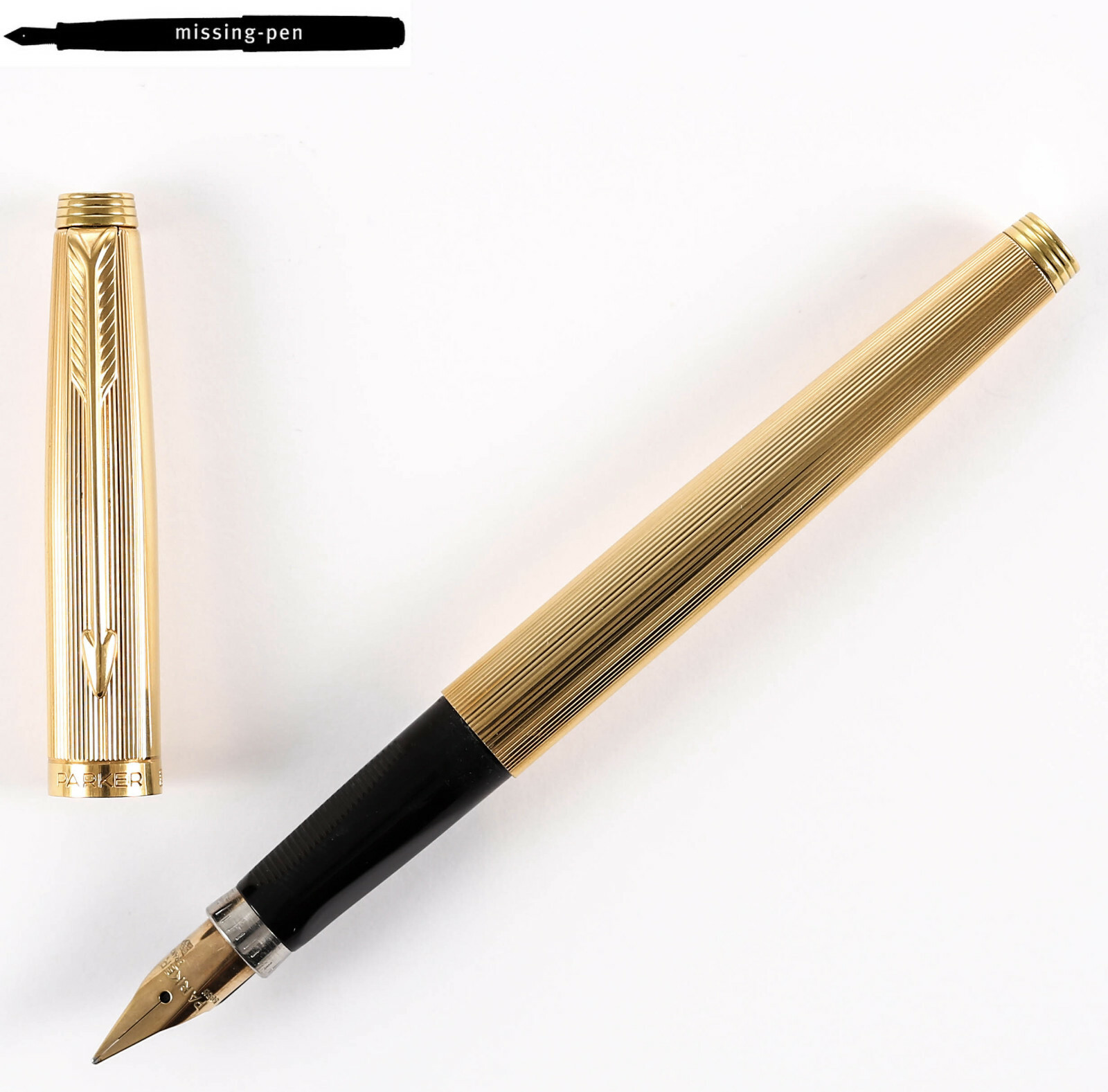 Parker 75 Cartridges Fountain Pen in Gold Plated Stipes with Parker 75 Cartridges Fountain Pen in Gold Plated Stipes with