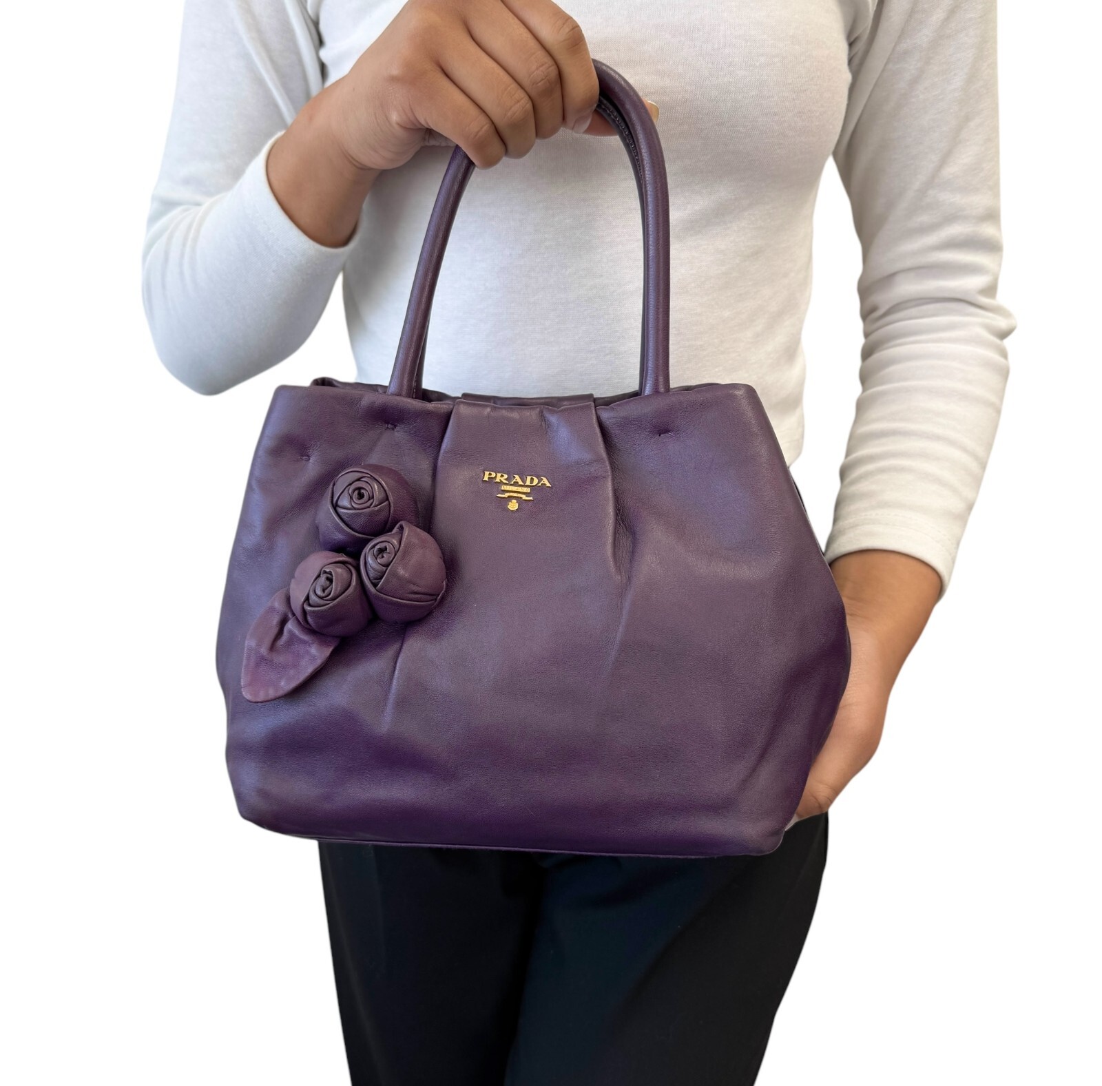 【PRADA】ロゴ刺繍 オープントップ トートバッグ☆SALE中 Prada Logo Open Tote Sequined Mesh Small purple | eBay