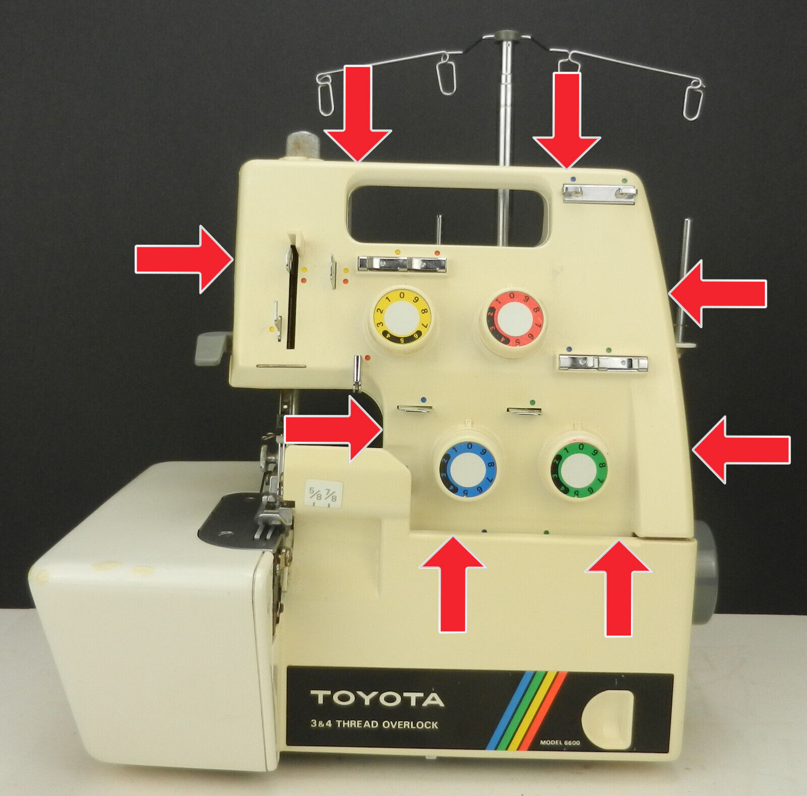 Toyota 6600 Overlock Serger Machine Part FRONT COVER+TENSIONS Toyota 6600 Overlock Serger Machine Part FRONT COVER+TENSIONS