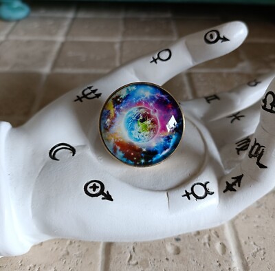 Amogeeli Glow in Dark Galactic Glass Brass Cabinet Drawer Knob Rare Designer