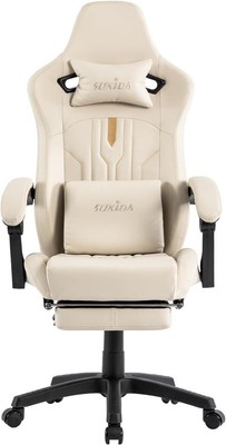 Gaming Chair with Footrest Ergonomic Computer Chair Massage Lumbar Cushion, Raci