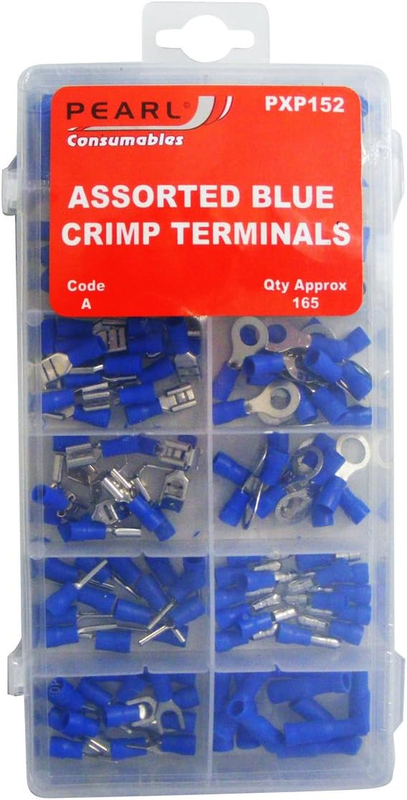 Pearl Blue Insulated Terminals Connectors Assorted Crimp Electrical Kit 165Pc