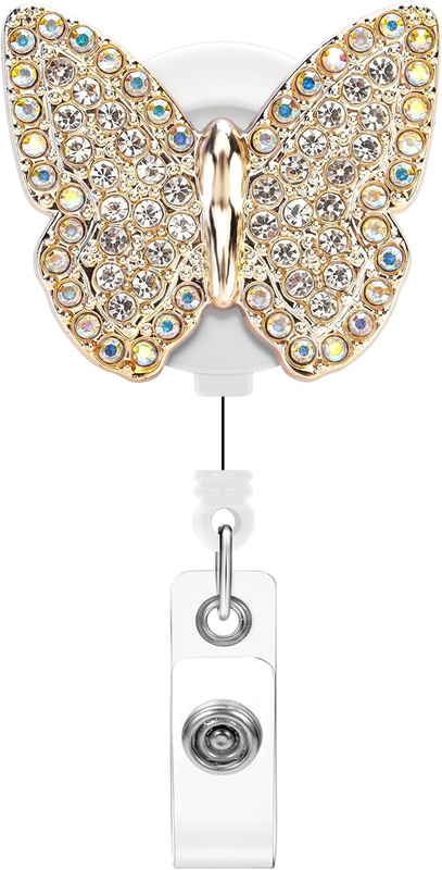 24'' Retractable Badge Reel, Bling Crystal Rhinestones Nurse