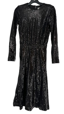 Dress The Population Black Fully Sequin Long Sleeve Dress Size Small
