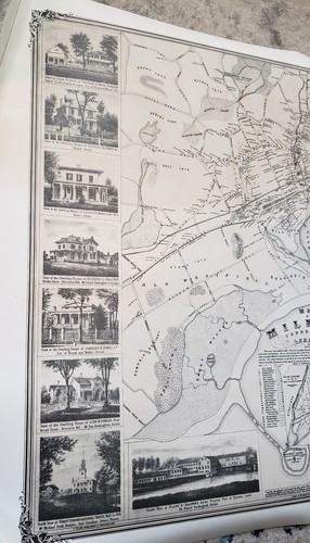Milford Connecticut Map Bird's Eye View Images 1855 by E.R. Lambert 30x24 Print