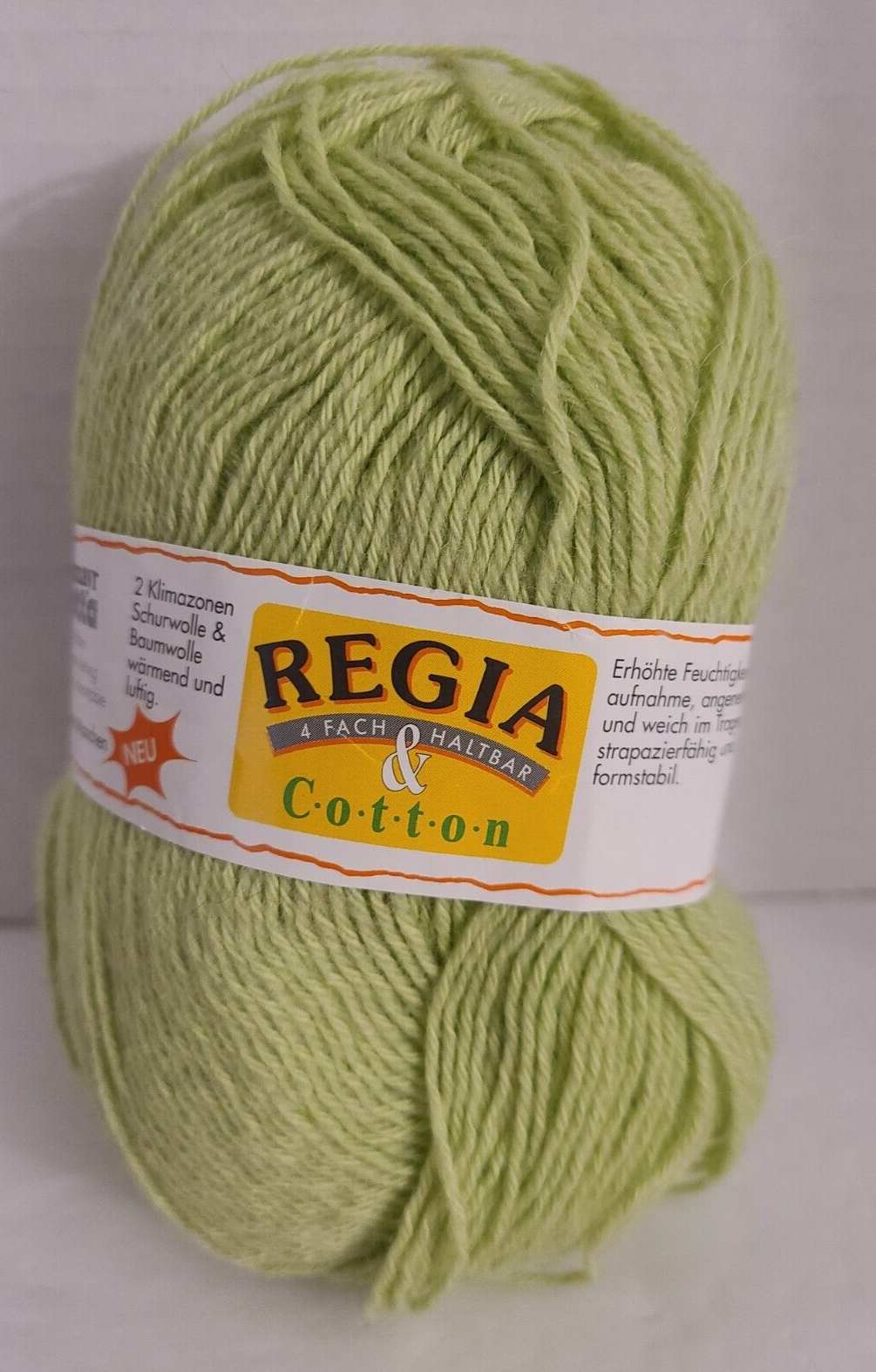 Regia 4-Fach Haltbar Design Cotton Yarn  Light Green Yarn 50g 210m