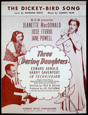 1948 Three Daring Daughters Dickey-Bird Song Musical Movie Tie-in Sheet Music 2