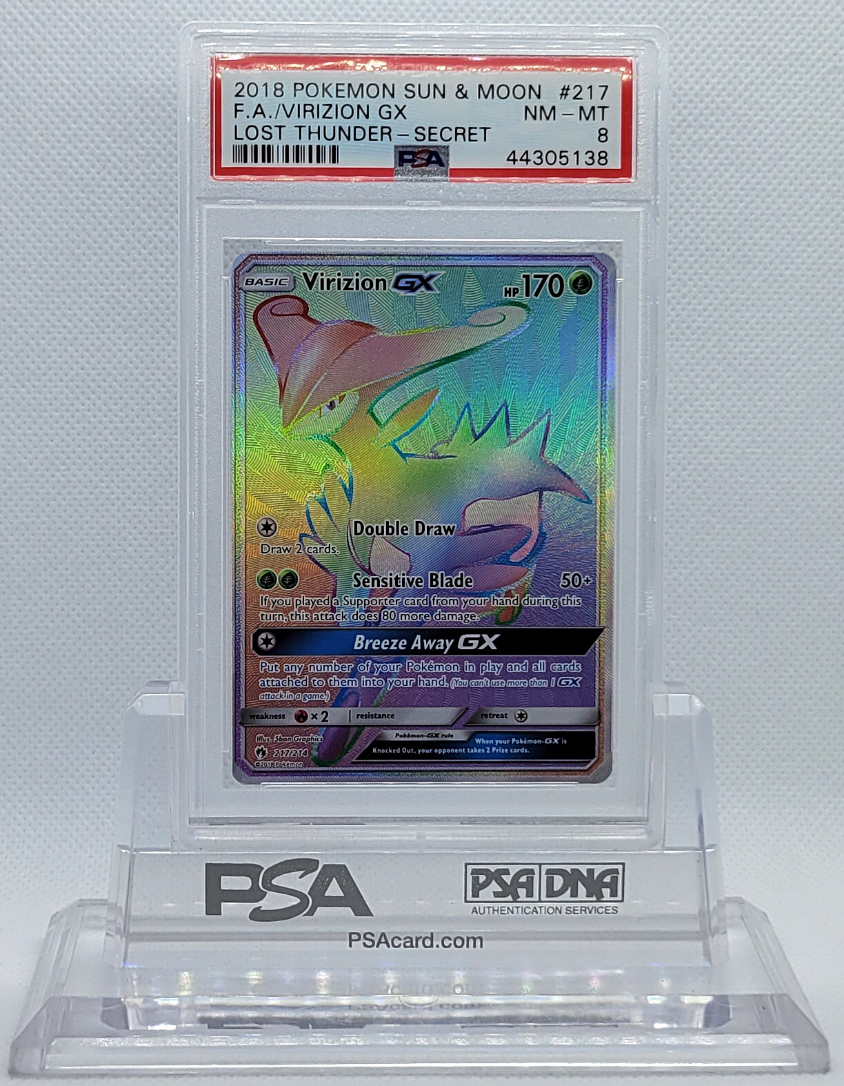POKEMON LOST THUNDER VIRIZION GX #217 SECRET/HYPER RARE HOLO