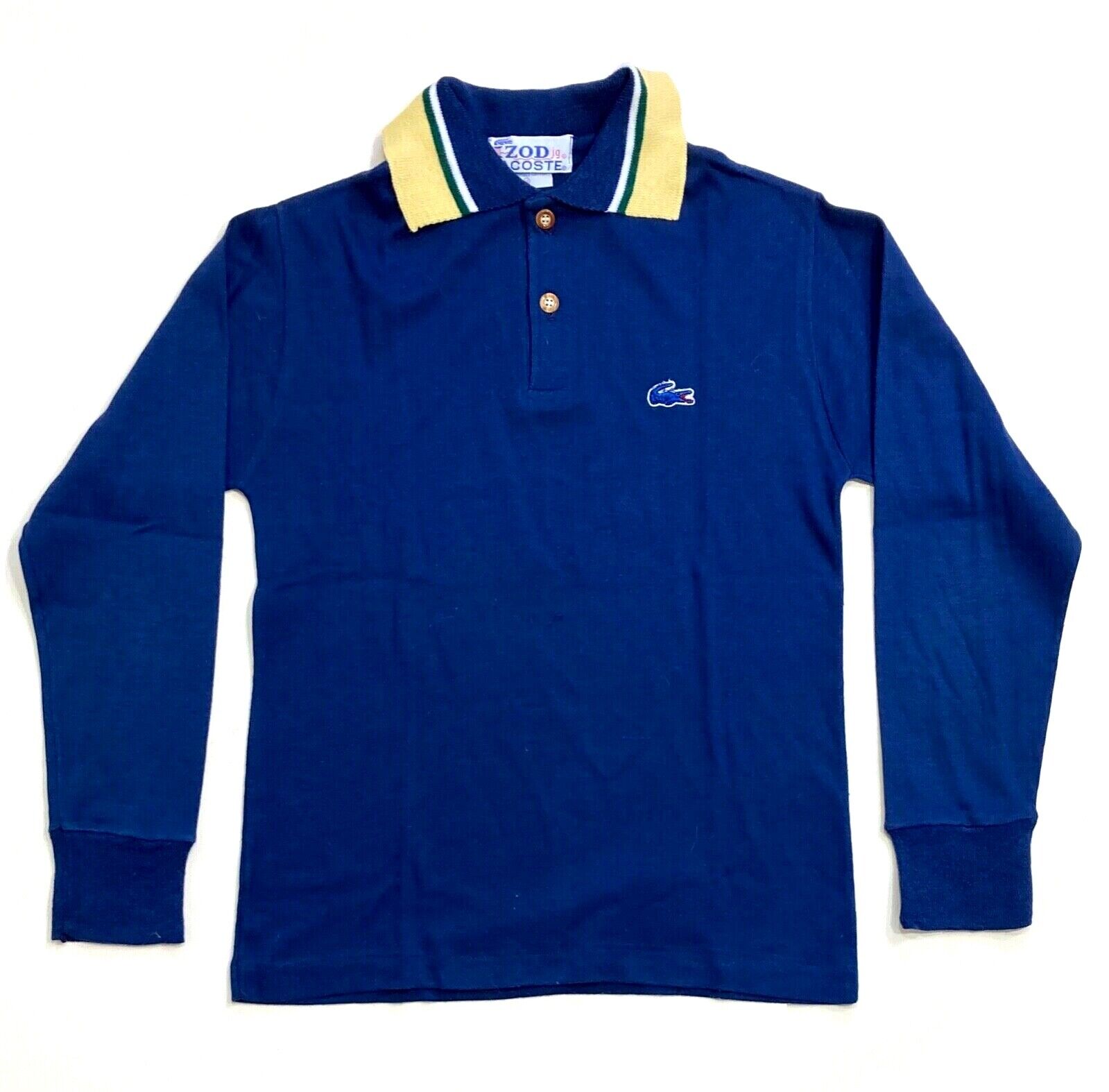 VINTAGE 1970'S IZOD LACOSTE j.g. DARK BLUE LONG SLEEVE POLO SHIRT, BOY'S 14 VINTAGE 1970'S IZOD LACOSTE j.g. DARK BLUE LONG SLEEVE POLO SHIRT, BOY'S 14