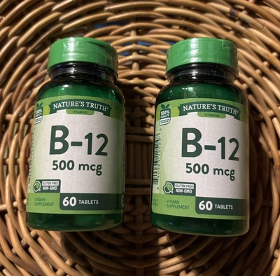 Nature's Truth Vitamin B-12 Supplement Tablets Gluten Free NON-GMO 500mcg 60 Ct
