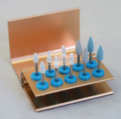 Dental Diamond Burs Composite Polishing FG Kits With 10 holes Burs Holder Block