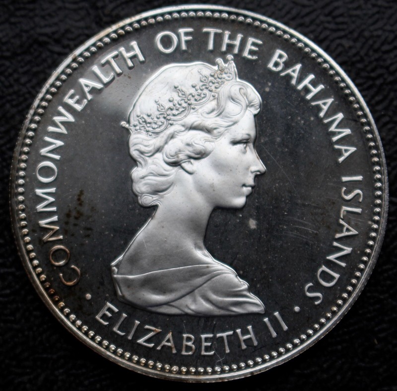 1971 THE BAHAMAS $2 DOLLARS .925 SILVER COIN - Elizabeth II