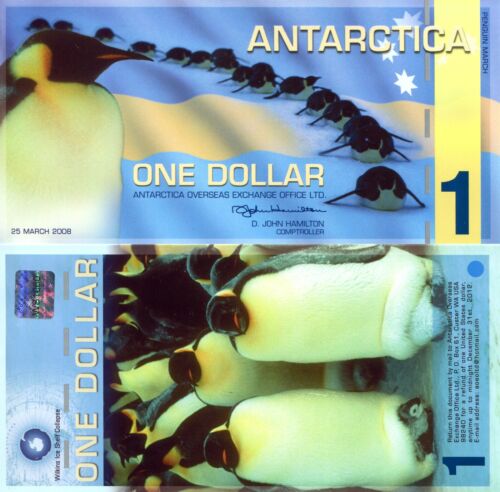 ANTARCTICA 1 Dollar Banknote World Paper Money UNC Currency FUN/ART Note Penguin