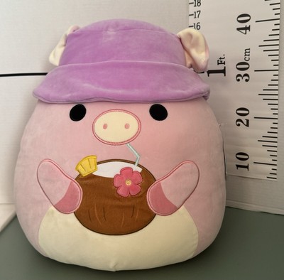 Squishmallows Peter Pig Plush Bucket Hat Coconut Drink 16'' Pink Squishmallow