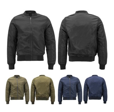 

Мужская куртка-бомбер с металлической застежкой-молнией и стеганой подкладкой на молнии