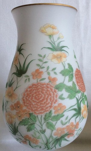 Bristol Glass Satin Vase Floral 11 in