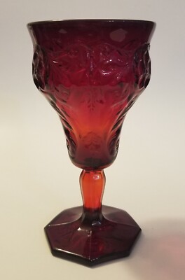 Rare McKee Glass ROCK CRYSTAL Ruby Red 6 1/4'' Water Goblet - 6 Available