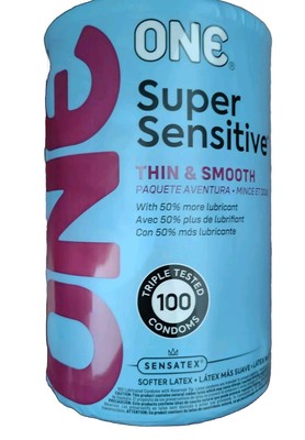 100 pieces pack. ONE SUPER SENSITIVE  condoms