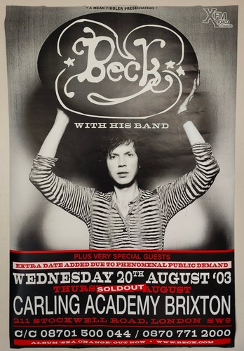 Original Beck Subway 2003 Concert Poster 39