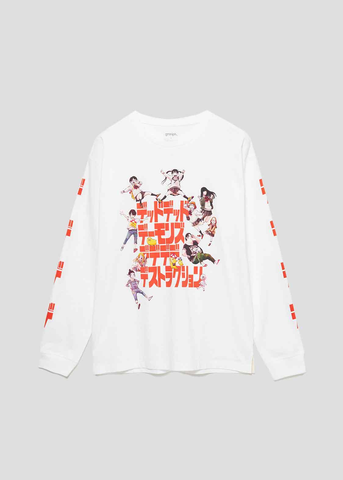 希少　NO ID. Damaged long sleeve T-shirt Dead Dead Demon's Dededede Destruction Everyone long sleeve