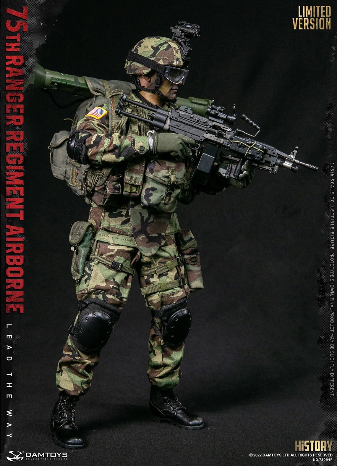 1/6 DAMTOYS 78094F US 75th RANGER REGIMENT AIRBORNE SAW