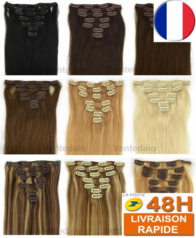 Extensions De Cheveux A Clips 100% Naturels Remy Hair 49/53/60cm Aux Choix